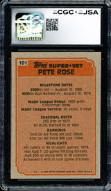 Pete Rose Autographed 1983 Topps Card #101 Philadelphia Phillies CGC x JSA Stock #254369