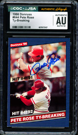 Pete Rose Autographed 1986 Donruss Card #644 Cincinnati Reds Auto Grade Gem Mint 10 CGC x JSA Stock #254374