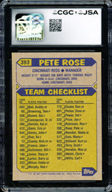 Pete Rose Autographed 1987 Topps Card #393 Cincinnati Reds CGC x JSA Stock #254381