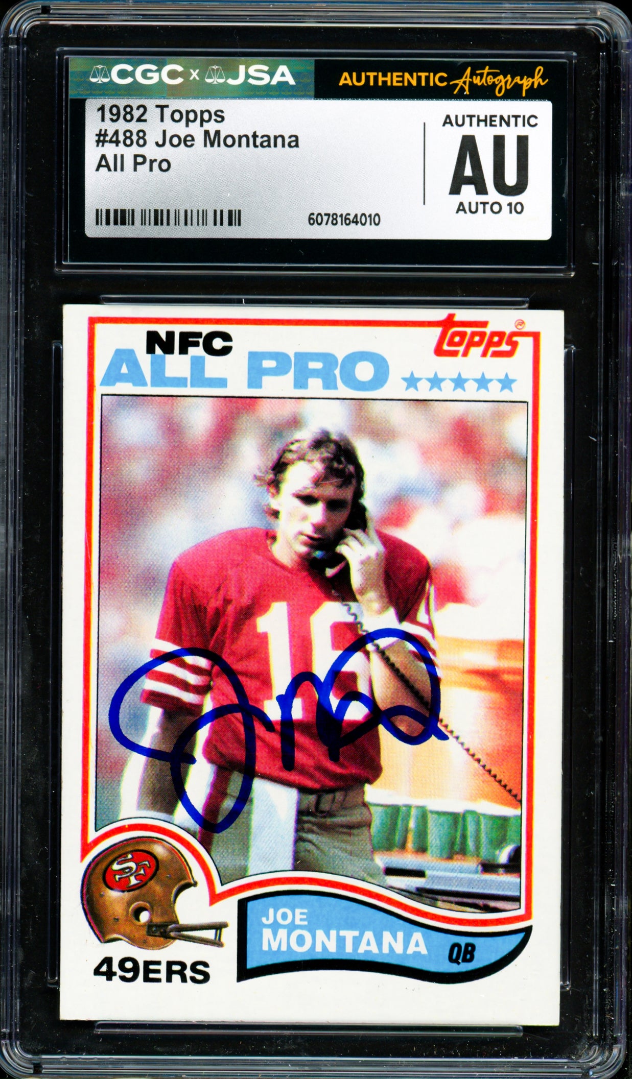 Joe Montana Autographed 1982 Topps Card #488 San Francisco 49ers Auto Grade Gem Mint 10 CGC x JSA Stock #254386
