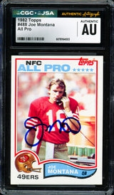 Joe Montana Autographed 1982 Topps Card #488 San Francisco 49ers CGC x JSA Stock #254387