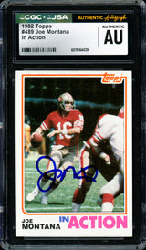 Joe Montana Autographed 1982 Topps Card #489 San Francisco 49ers CGC x JSA Stock #254389