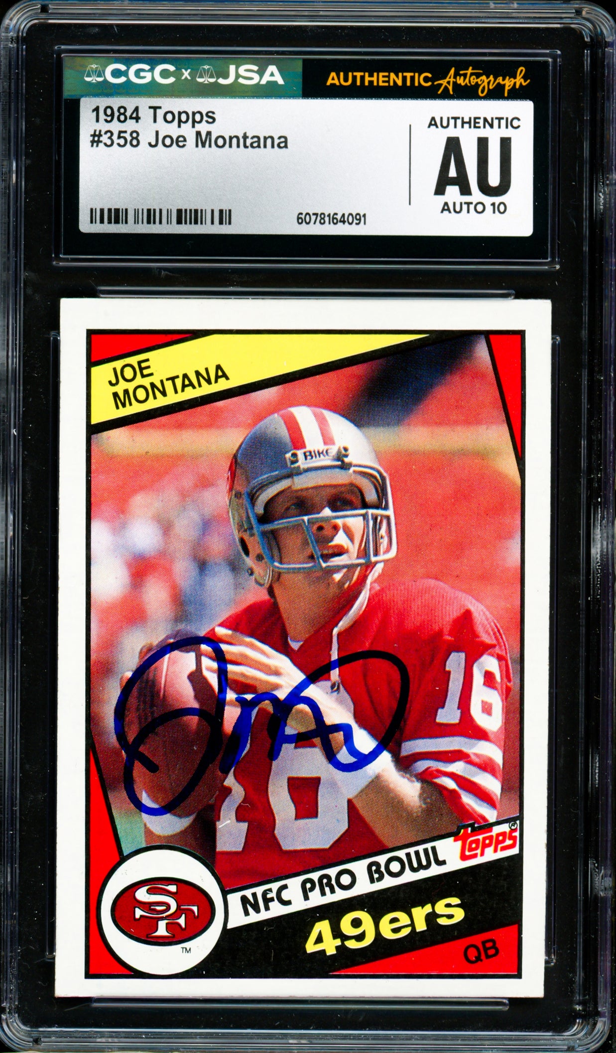 Joe Montana Autographed 1984 Topps Card #358 San Francisco 49ers Auto Grade Gem Mint 10 CGC x JSA Stock #254394