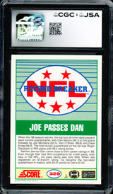Joe Montana Autographed 1989 Score Card #329 San Francisco 49ers Auto Grade Gem Mint 10 CGC x JSA Stock #254411