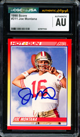 Joe Montana Autographed 1990 Score Card #311 San Francisco 49ers CGC x JSA Stock #254414