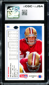 Joe Montana Autographed 1991 Upper Deck Card #54 San Francisco 49ers Auto Grade Gem Mint 10 CGC x JSA Stock #254420