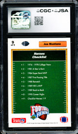 Joe Montana Autographed 1991 Upper Deck Heroes Card #9 San Francisco 49ers Auto Grade Gem Mint 10 CGC x JSA Stock #254421