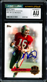 Joe Montana Autographed 2012 Topps QB Immortals Card #QI-JM San Francisco 49ers Auto Grade Gem Mint 10 CGC x JSA Stock #254426