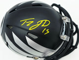 Tez Johnson Autographed Oregon Ducks Matte Black Speed Mini Helmet JSA Witness Stock #256797