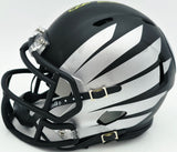 Tez Johnson Autographed Oregon Ducks Matte Black Speed Mini Helmet JSA Witness Stock #256797