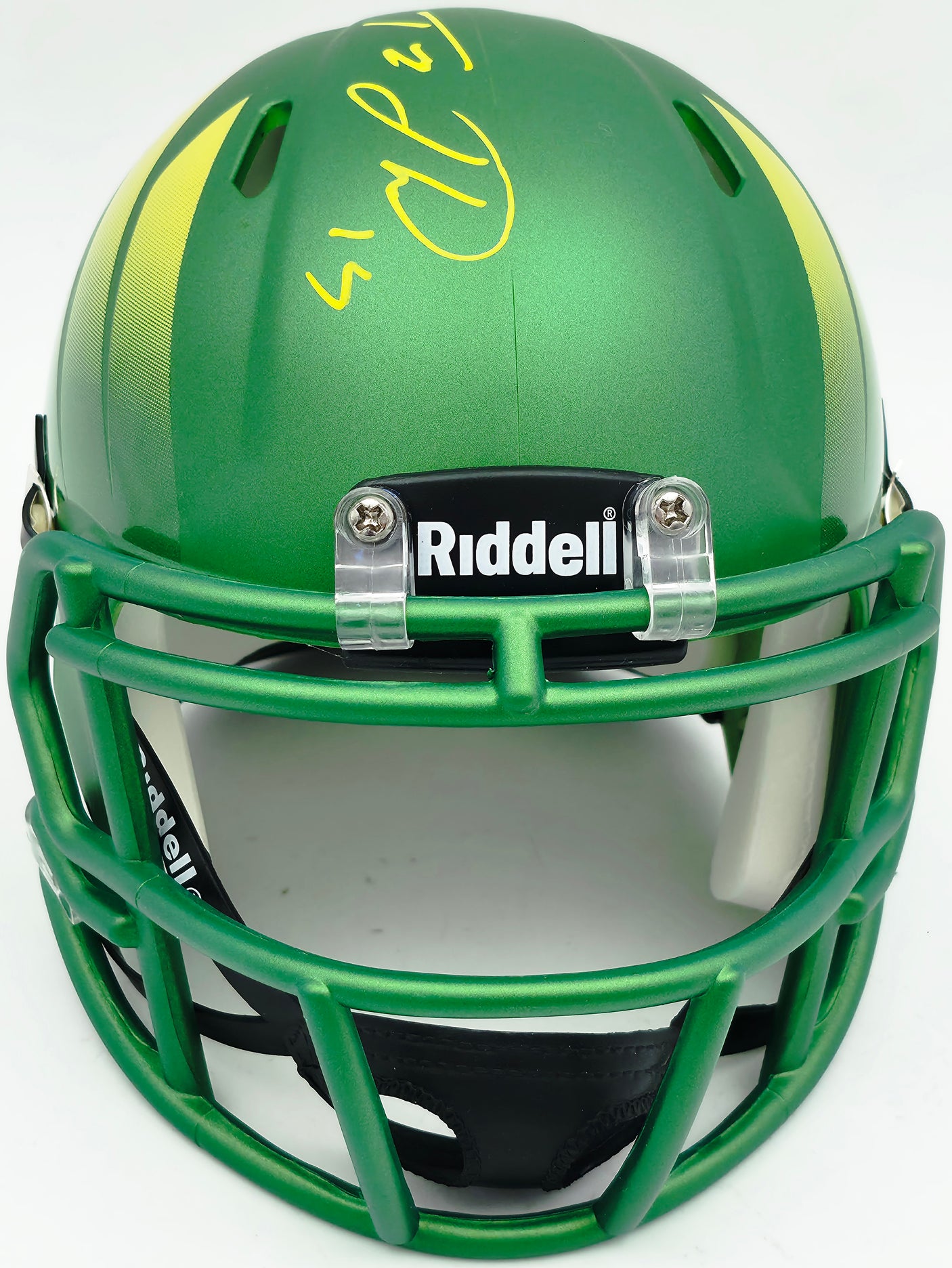 Tez Johnson Autographed Oregon Ducks Green Speed Mini Helmet JSA Witness Stock #256799