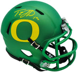 Tez Johnson Autographed Oregon Ducks Apple Green Speed Mini Helmet JSA Witness Stock #256800