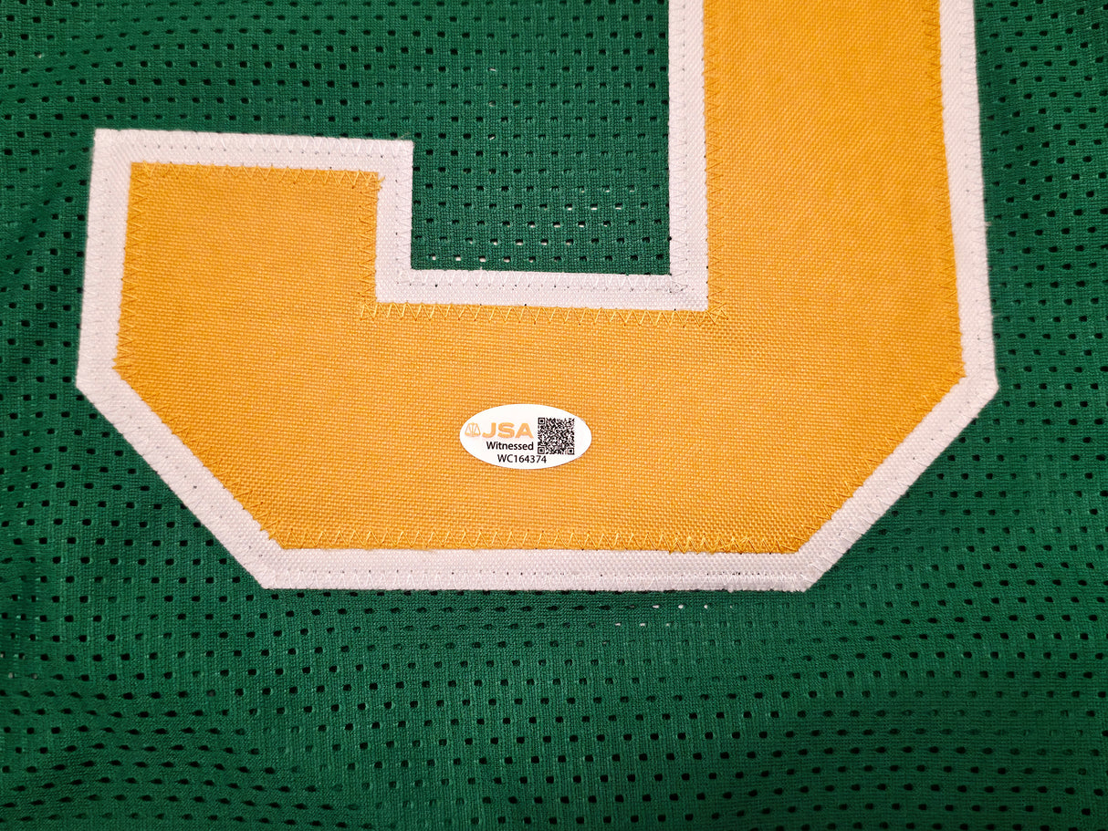 Oregon Ducks Tez Johnson Autographed Green Jersey JSA Witness Stock #256795
