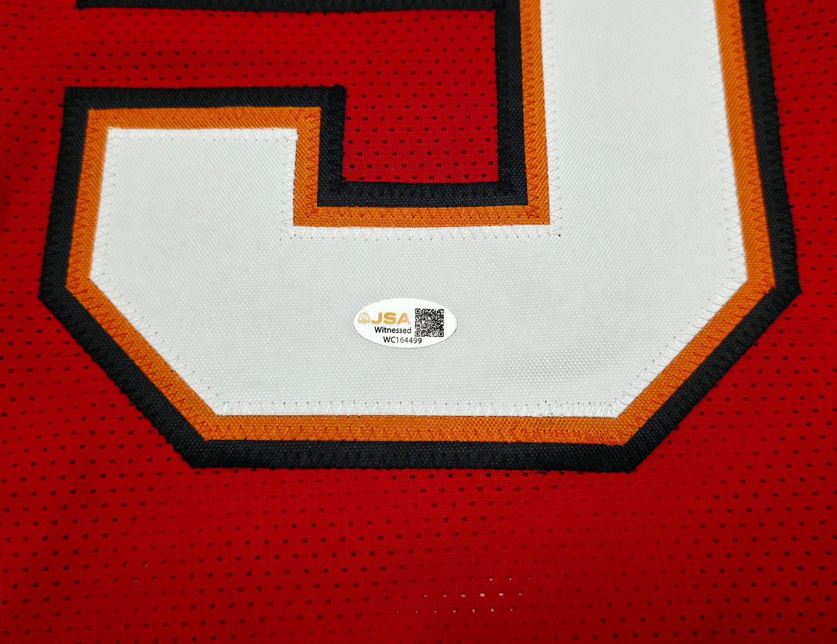 Tampa Bay Buccaneers Tez Johnson Autographed Red Jersey JSA Witness Stock #256793
