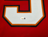 Tampa Bay Buccaneers Tez Johnson Autographed Red Jersey JSA Witness Stock #256793