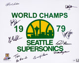 1978-79 NBA Champion Seattle Supersonics Autographed Framed 16x20 Photo Seattle Super Sonics With 9 Signatures Including Fred Brown & Lenny Wilkens MCS Holo Stock #256667