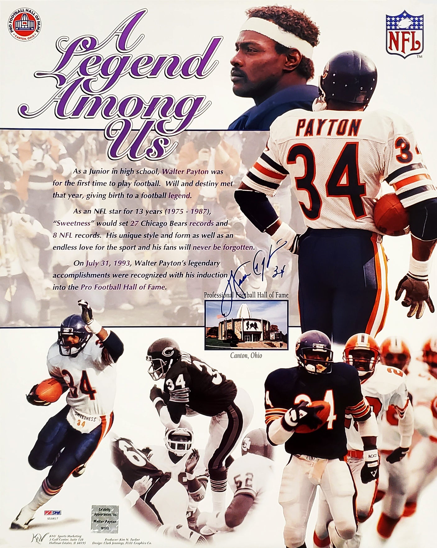 Walter Payton Autographed Framed 16x20 Photo Chicago Bears PSA/DNA Stock #256670