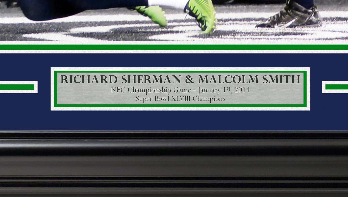 Richard Sherman & Malcolm Smith Autographed Framed 16x20 Photo Seattle Seahawks "The Tip 1/19/14" MCS Holo Stock #256676
