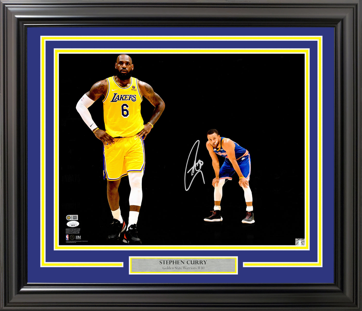 Stephen Curry Autographed Framed 16x20 Photo Golden State Warriors vs. LeBron James JSA Stock #256678