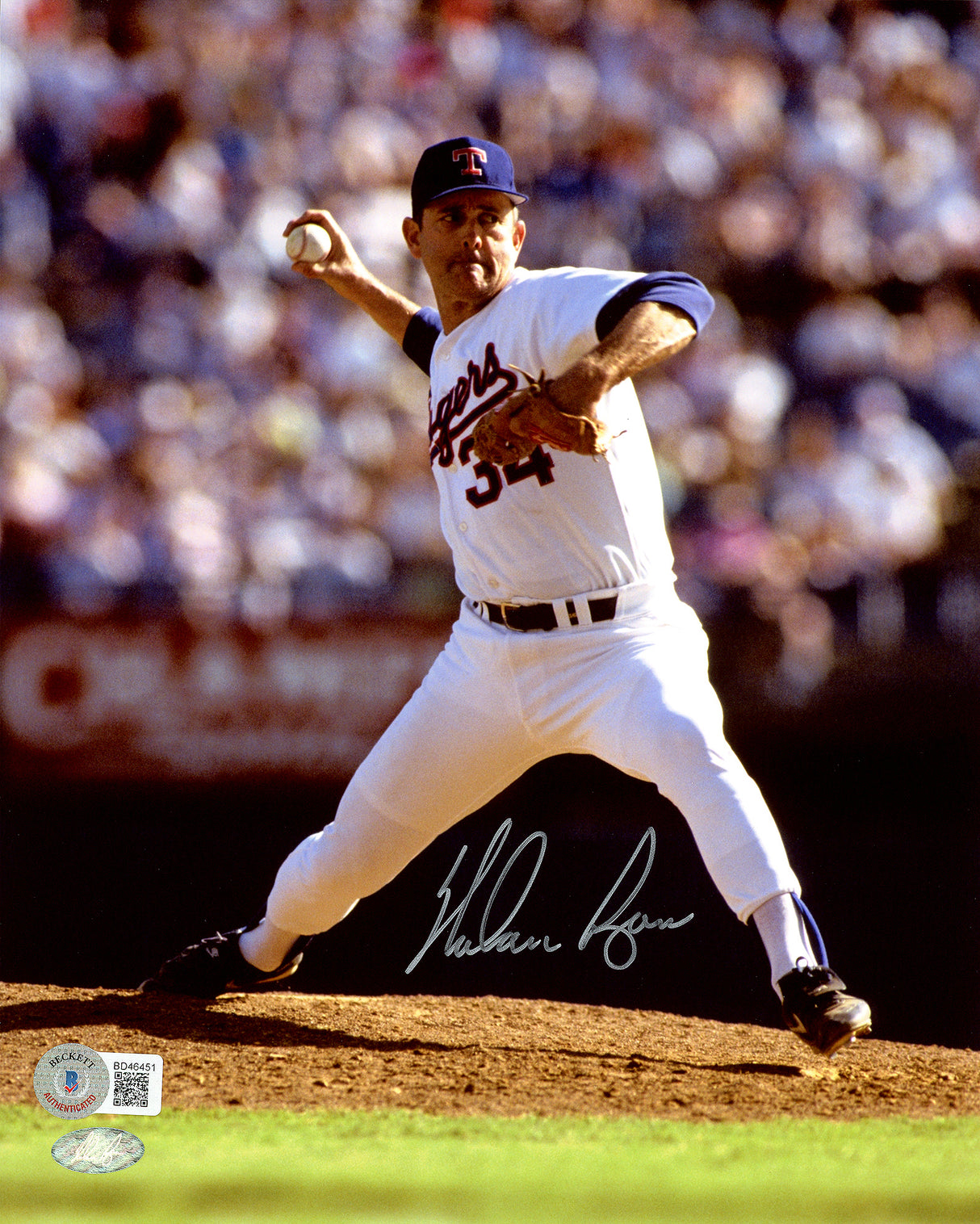 Nolan Ryan Autographed Framed 8x10 Photo Texas Rangers Beckett BAS QR Stock #256688