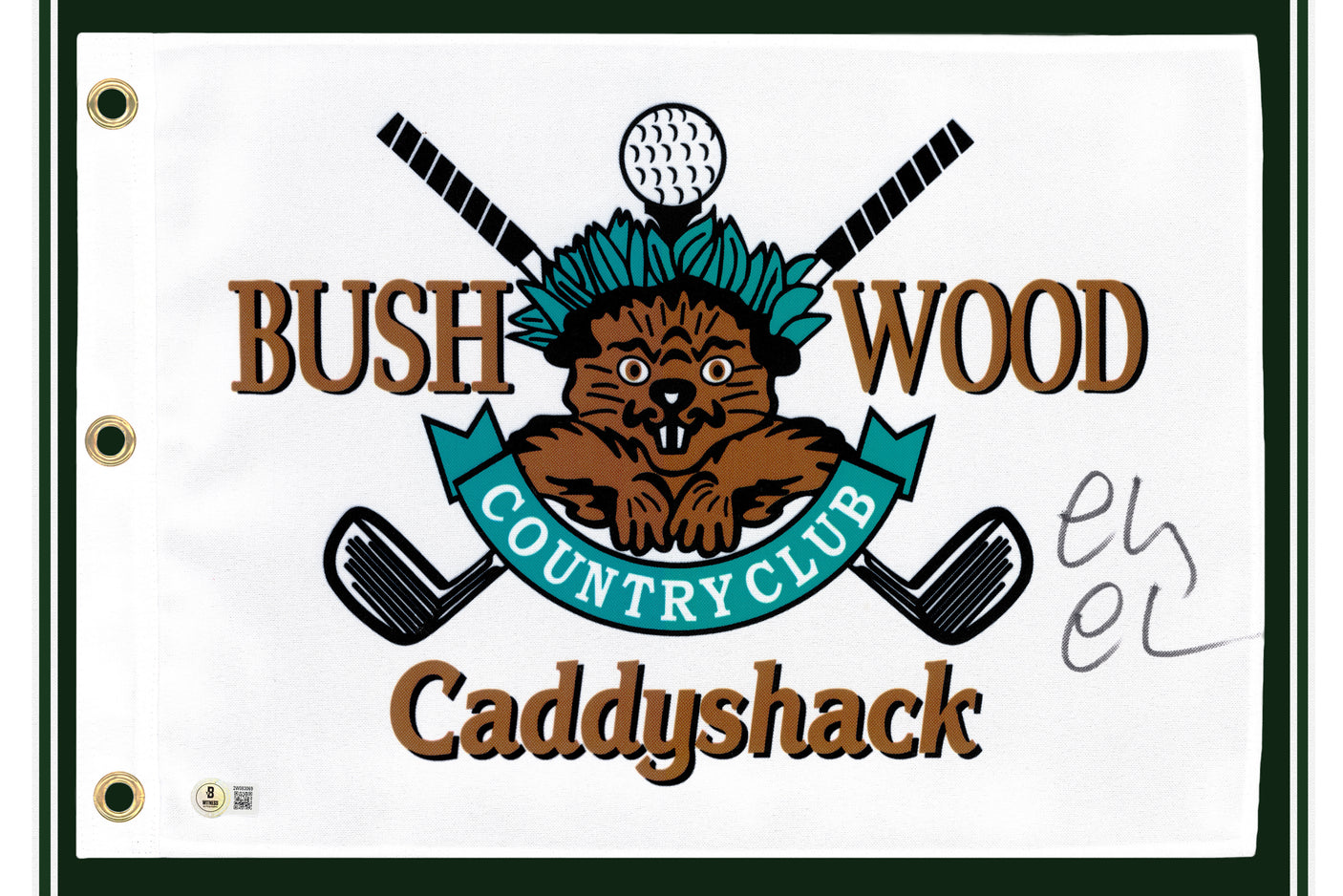 Chevy Chase Autographed Framed White Caddyshack Golf Pin Flag Beckett BAS Witness Stock #256694
