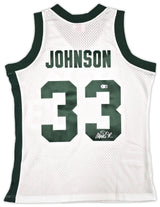 Michigan State Spartans Magic Johnson Autographed White Authentic Mitchell & Ness 1978-79 College Vault Jersey Size XL Beckett BAS Witness Stock #256714