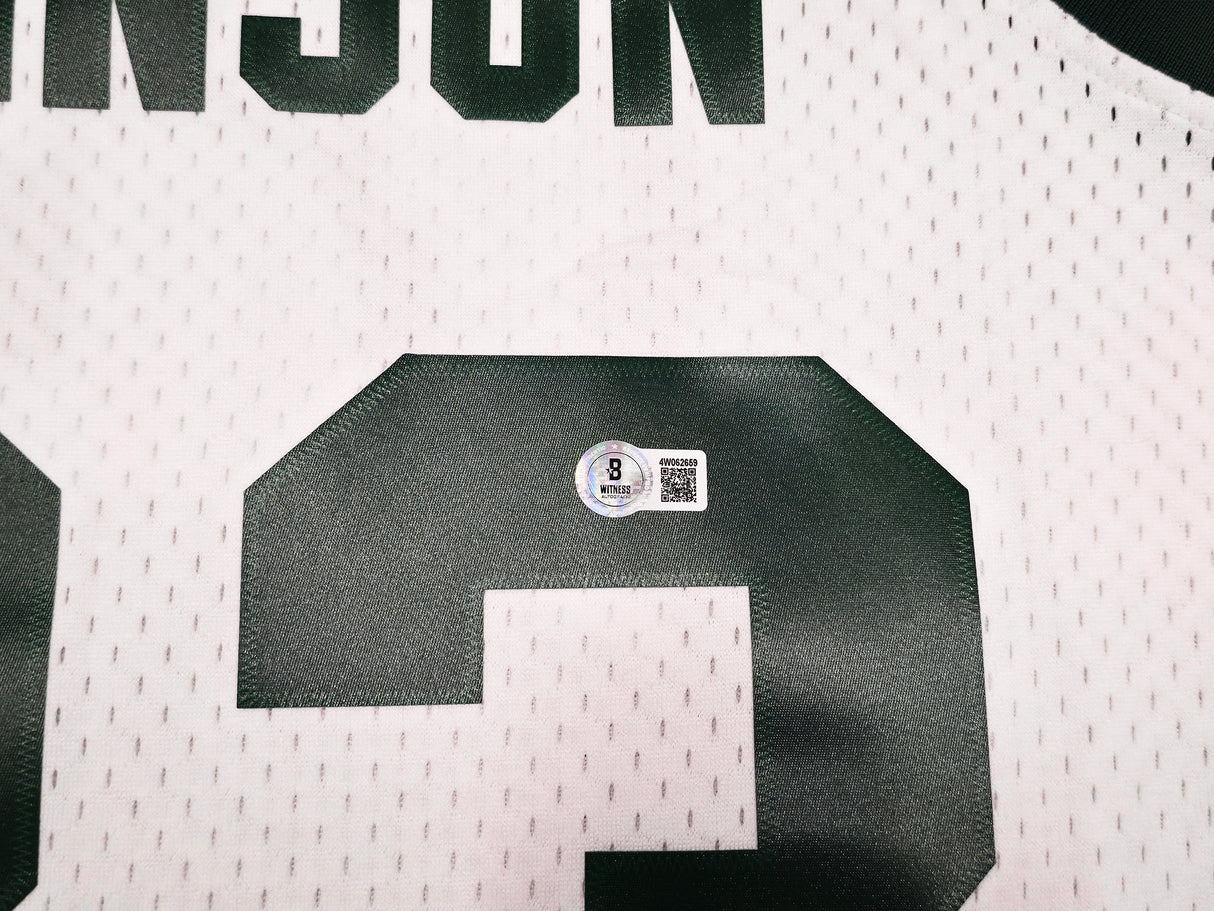 Michigan State Spartans Magic Johnson Autographed White Authentic Mitchell & Ness 1978-79 College Vault Jersey Size L Beckett BAS Witness Stock #256713