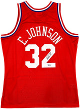 Los Angeles Lakers Magic Johnson Autographed Red Authentic Mitchell & Ness 1991 All Star Game Hardwood Classic Swingman Jersey Size XXL Beckett BAS Witness Stock #256712