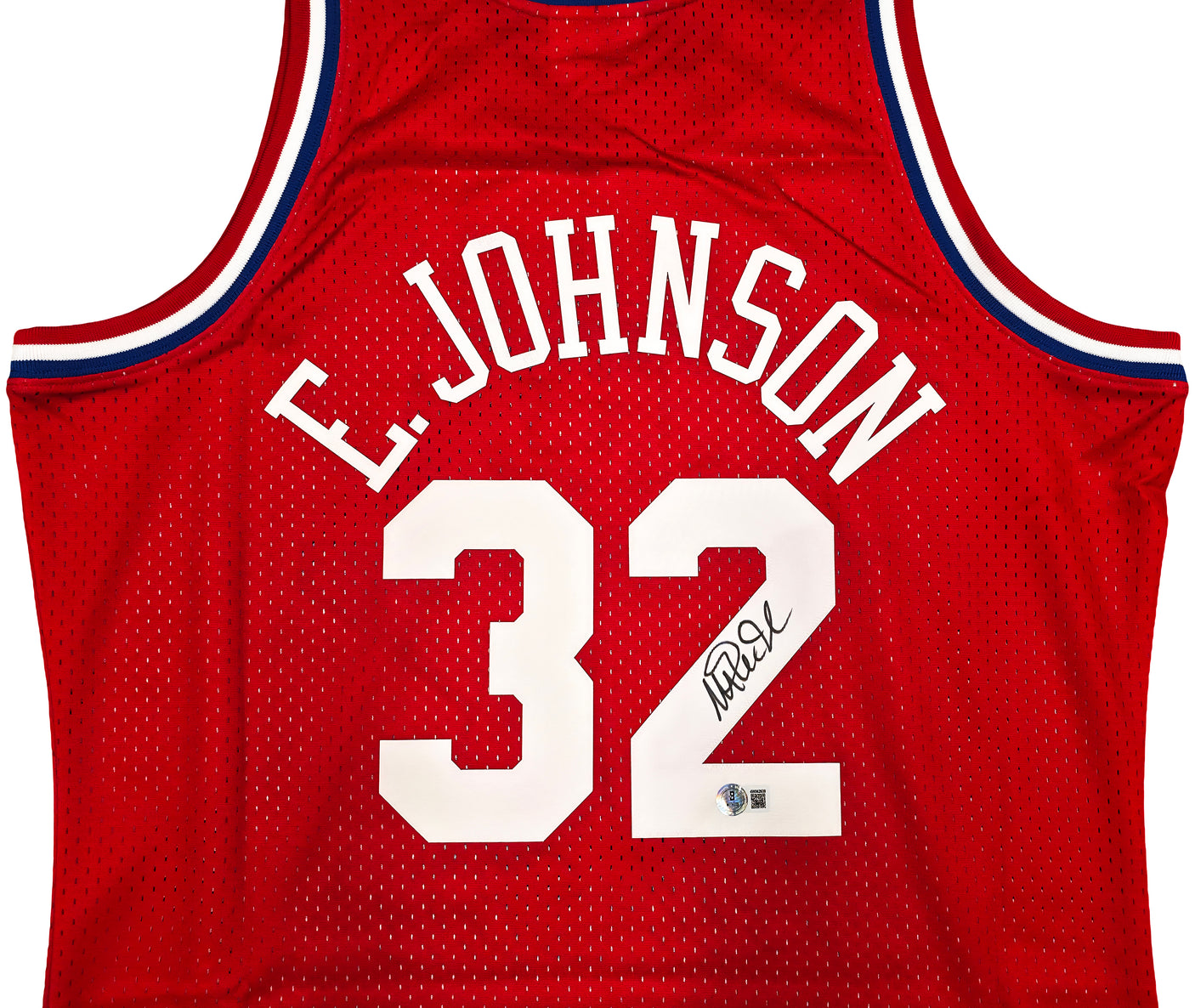 Los Angeles Lakers Magic Johnson Autographed Red Authentic Mitchell & Ness 1991 All Star Game Hardwood Classic Swingman Jersey Size XXL Beckett BAS Witness Stock #256712