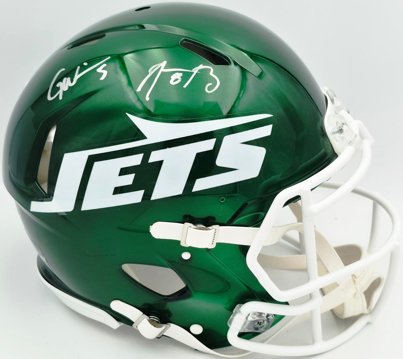 Aaron Rodgers & Garrett Wilson Autographed New York Jets 2024 Alternate Green Full Size Speed Authentic Helmet Fanatics Holo Stock #257003