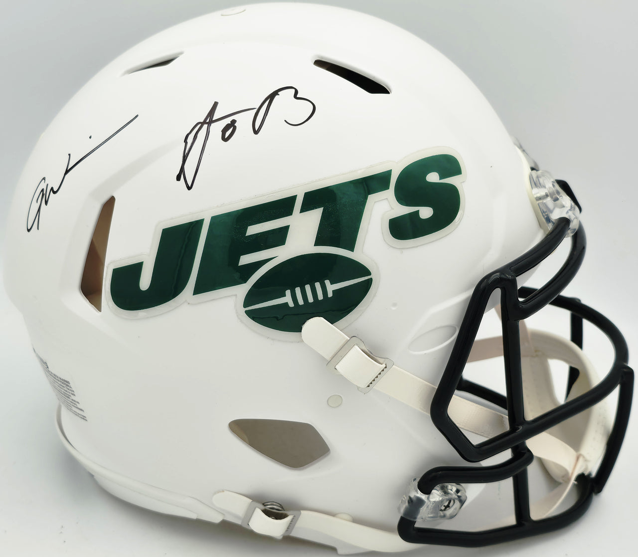 Aaron Rodgers & Garrett Wilson Autographed New York Jets Flat Matte White Full Size Speed Authentic Helmet Fanatics Holo Stock #257005