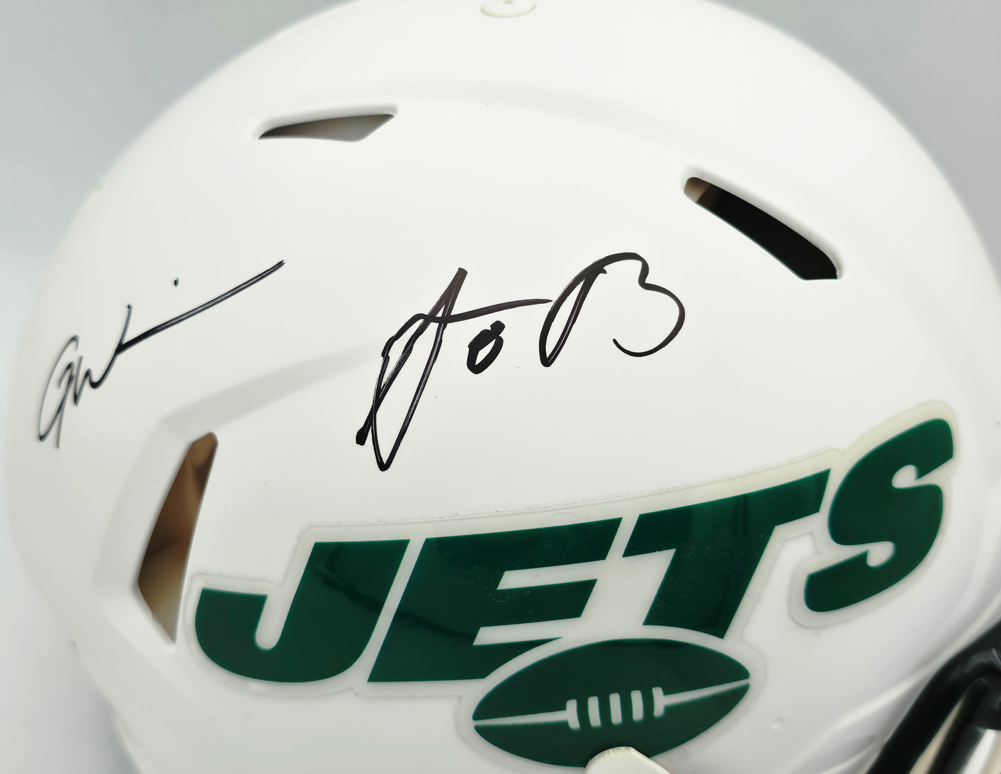 Aaron Rodgers & Garrett Wilson Autographed New York Jets Flat Matte White Full Size Speed Authentic Helmet Fanatics Holo Stock #257005