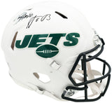 Aaron Rodgers & Breece Hall Autographed New York Jets Flat Matte White Full Size Speed Authentic Helmet Fanatics Holo Stock #257006