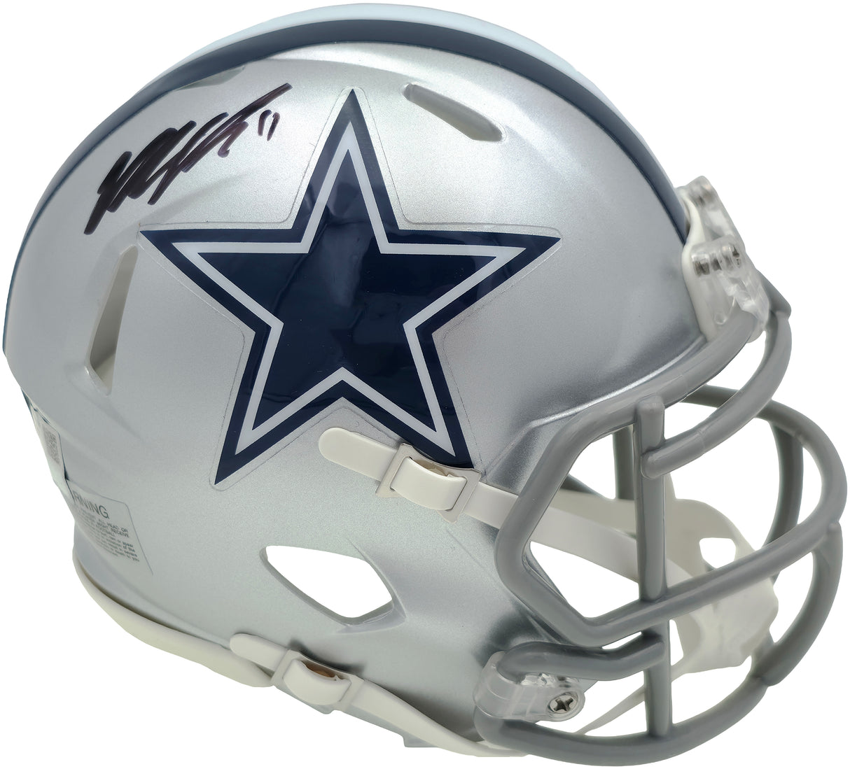 Micah Parson Autographed Dallas Cowboys Silver Speed Mini Helmet Fanatics Holo Stock #256993