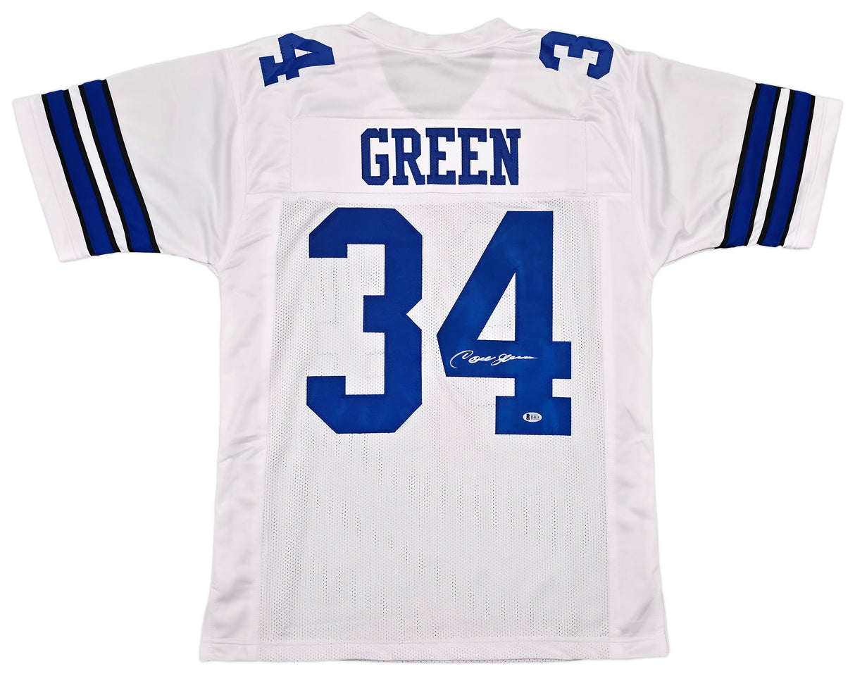 Dallas Cowboys Cornell Green Autographed White Jersey Beckett BAS Witness Stock #257838