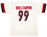 1999 Team USA Women's Soccer World Cup Champions Autographed White Jersey With 8 Signatures Including Hamm & Chastain Beckett BAS Witness Stock #257835