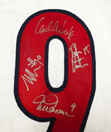 1999 Team USA Women's Soccer World Cup Champions Autographed White Jersey With 8 Signatures Including Hamm & Chastain Beckett BAS Witness Stock #257834