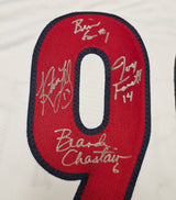 1999 Team USA Women's Soccer World Cup Champions Autographed White Jersey With 8 Signatures Including Hamm & Chastain Beckett BAS Witness Stock #257834