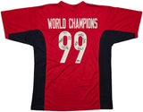 1999 Team USA Women's Soccer World Cup Champions Autographed Red Jersey With 8 Signatures Including Hamm & Chastain Beckett BAS Witness Stock #257833