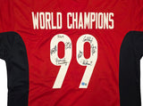 1999 Team USA Women's Soccer World Cup Champions Autographed Red Jersey With 8 Signatures Including Hamm & Chastain Beckett BAS Witness Stock #257833