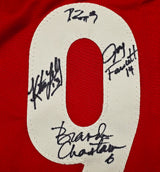 1999 Team USA Women's Soccer World Cup Champions Autographed Red Jersey With 8 Signatures Including Hamm & Chastain Beckett BAS Witness Stock #257833