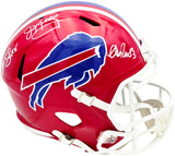 Jim Kelly, Thurman Thomas & Andre Reed Autographed Buffalo Bills Red Full Size Replica Speed Helmet Beckett BAS Witness Stock #256871