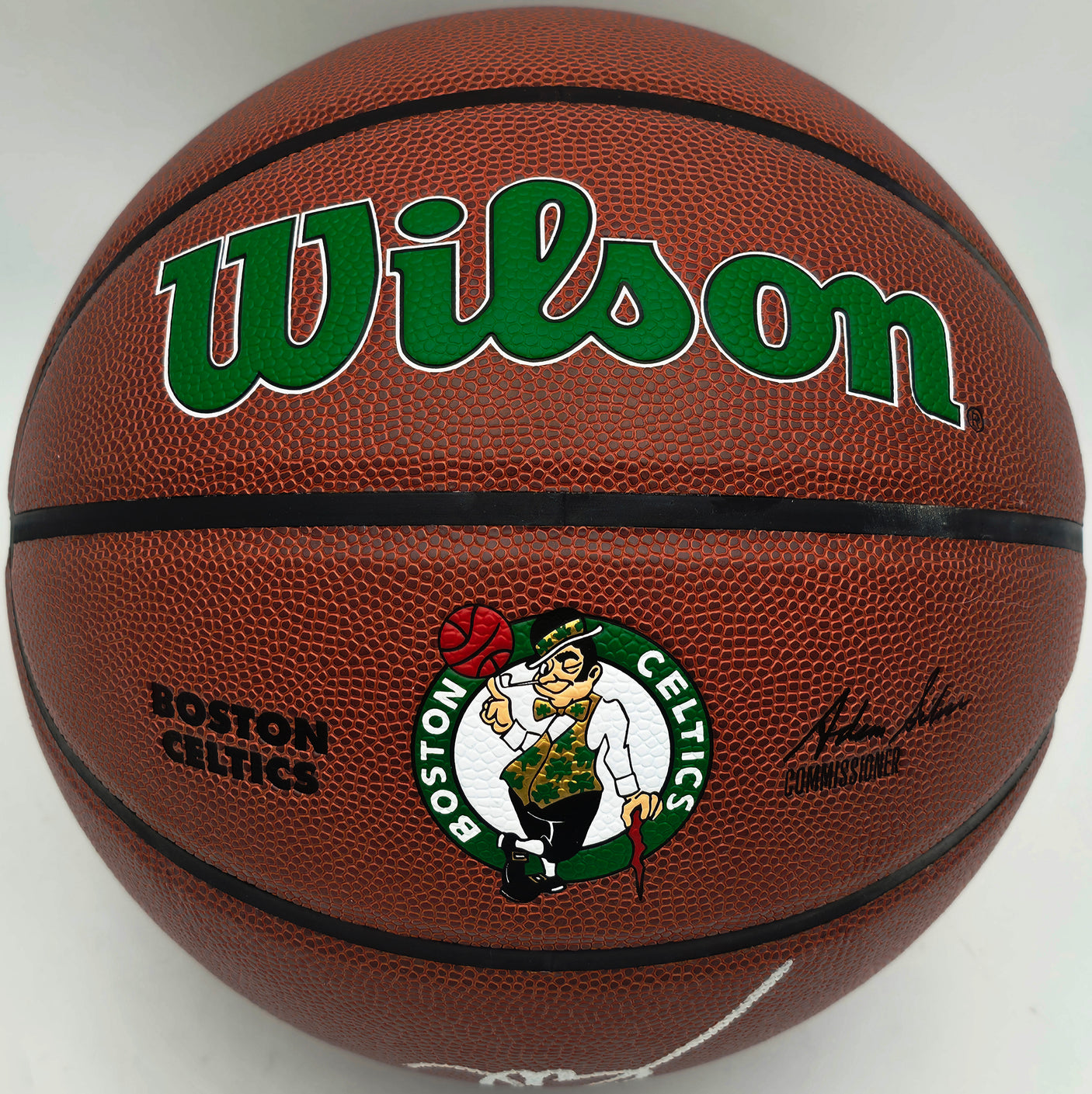 Jaylen Brown Autographed Composite Leather Boston Celtics Logo Basketball Beckett BAS Witness Stock #256842