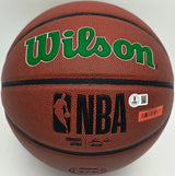 Jaylen Brown Autographed Composite Leather Boston Celtics Logo Basketball Beckett BAS Witness Stock #256842