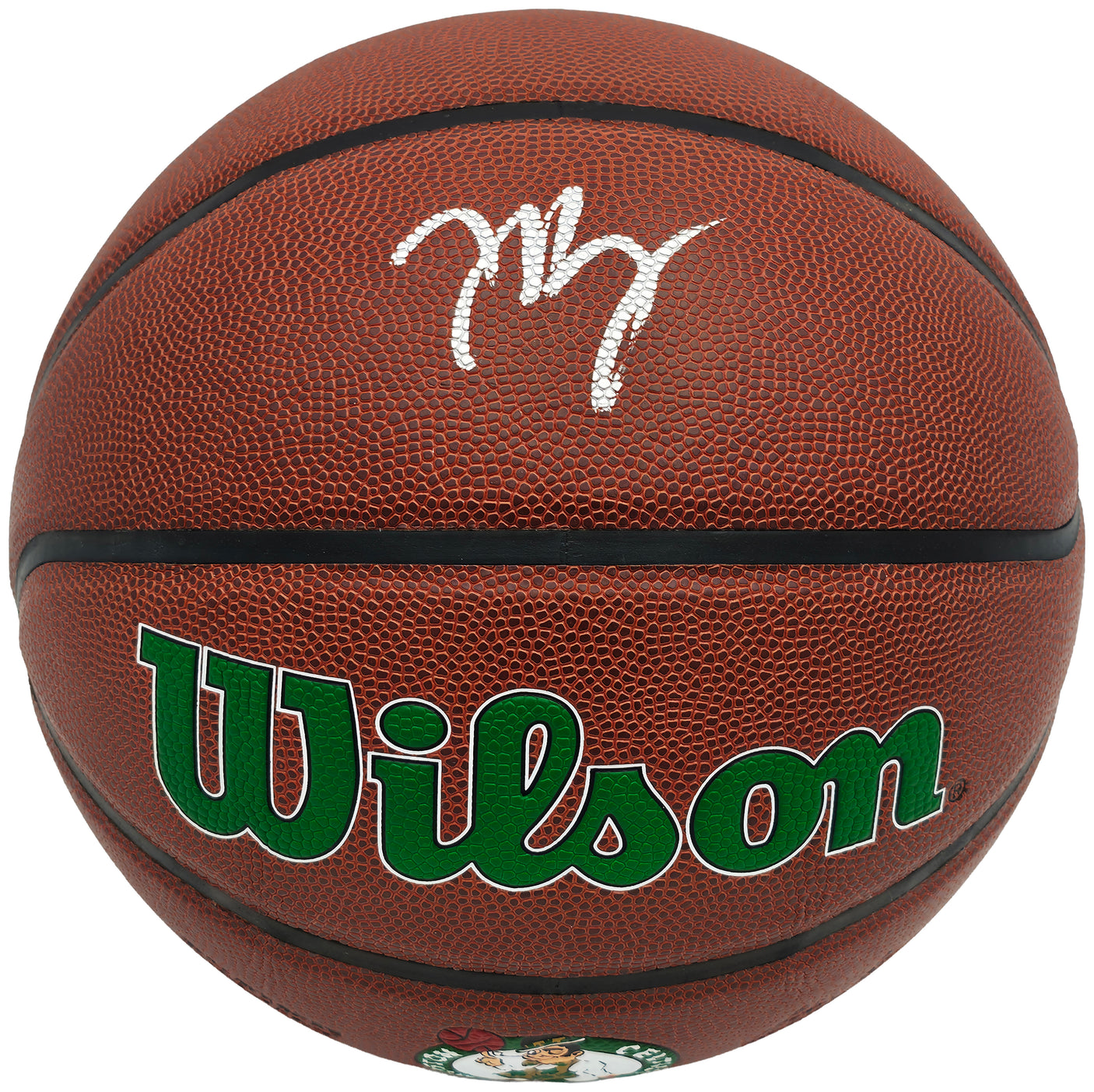 Jaylen Brown Autographed Composite Leather Boston Celtics Logo Basketball Beckett BAS Witness Stock #256843