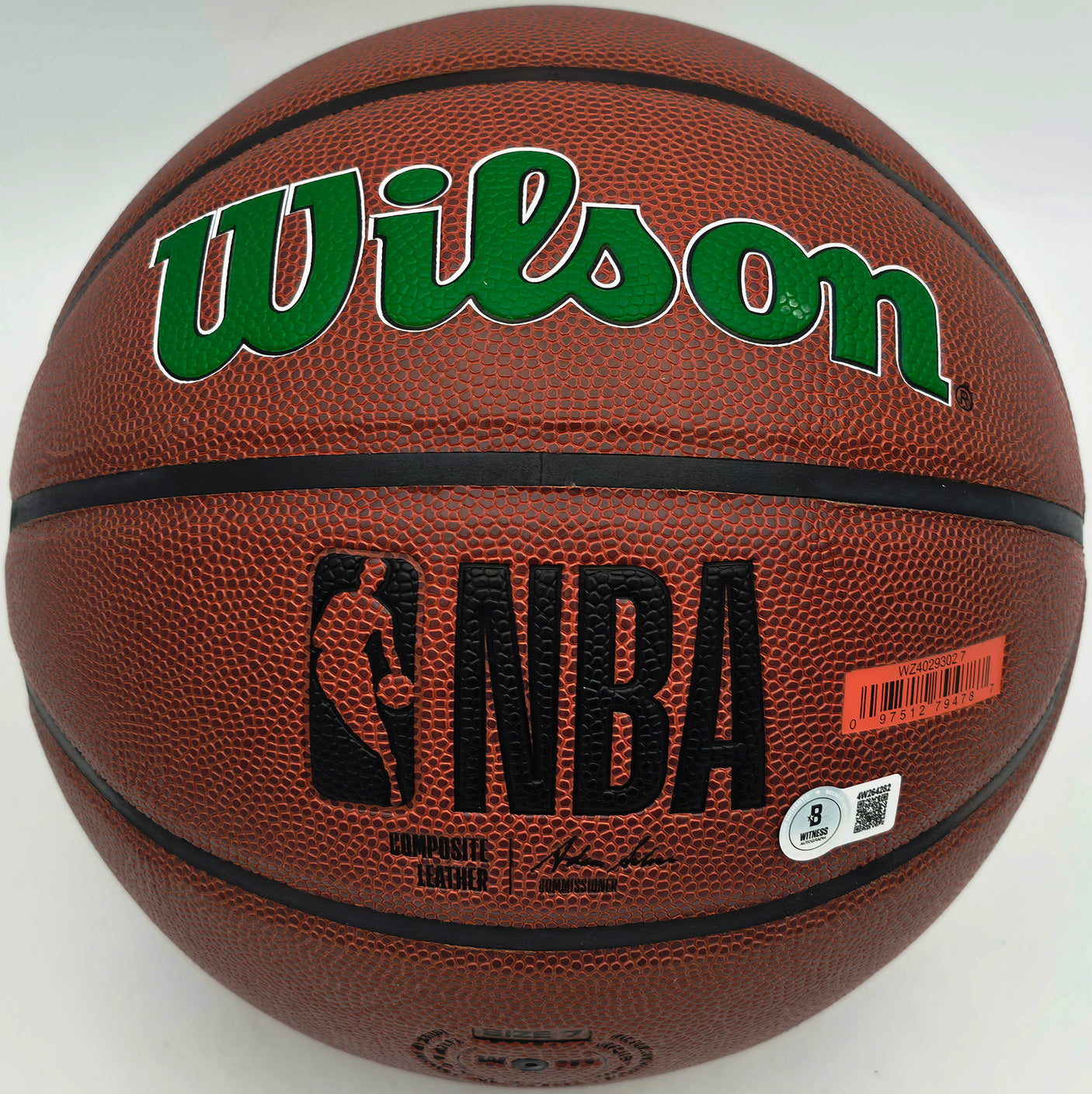 Jaylen Brown Autographed Composite Leather Boston Celtics Logo Basketball Beckett BAS Witness Stock #256843