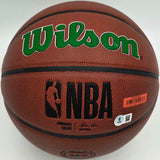 Jaylen Brown Autographed Composite Leather Boston Celtics Logo Basketball Beckett BAS Witness Stock #256843