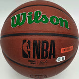 Jaylen Brown Autographed Composite Leather Boston Celtics Logo Basketball Beckett BAS Witness Stock #256843