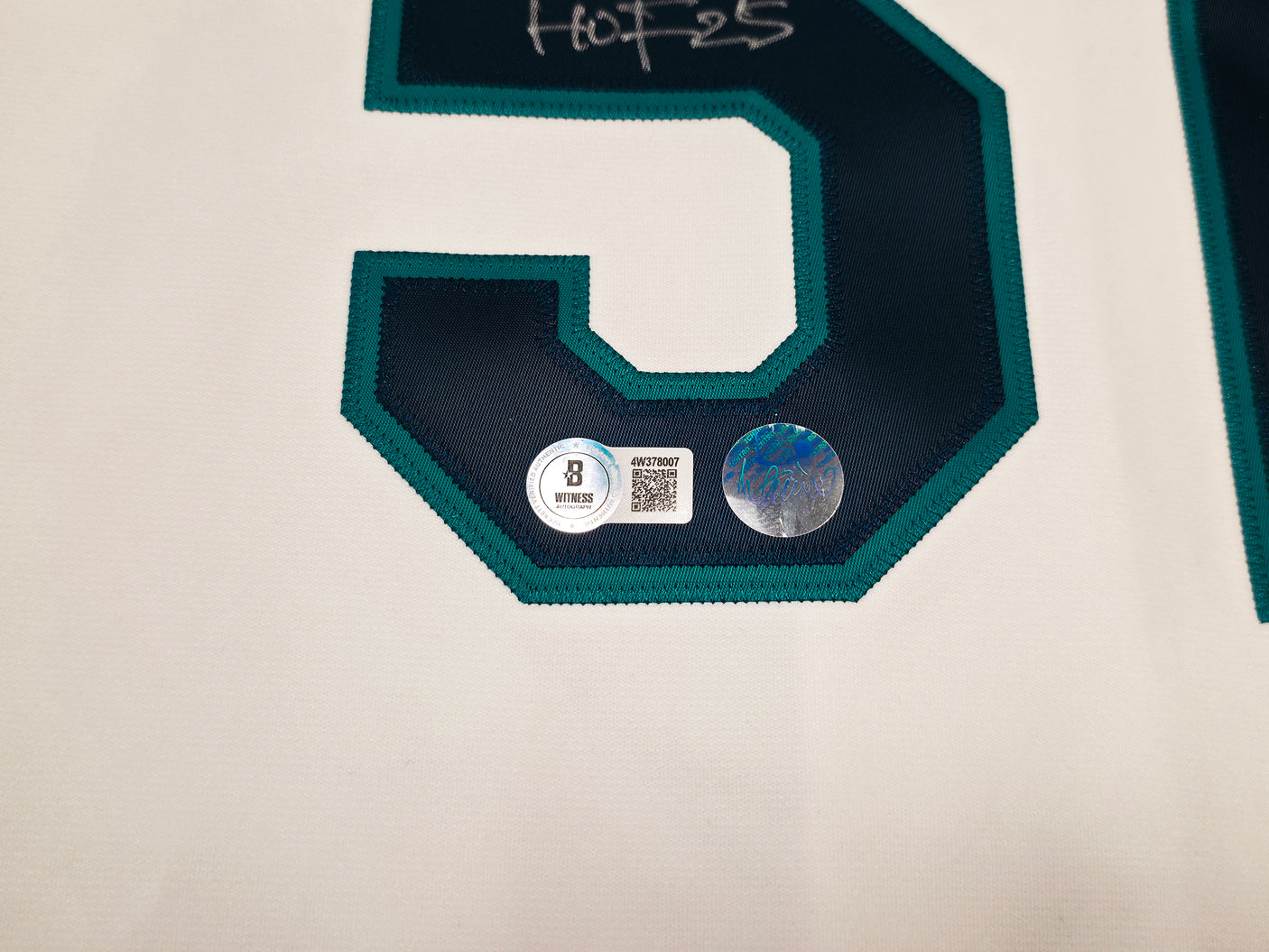 Seattle Mariners Ichiro Suzuki Autographed White Authentic Mitchell & Ness Cooperstown Authentic Collection 2001 ASG Patch Rookie Jersey Size 44 "HOF 25" IS Holo & Beckett BAS Witness Stock #256856
