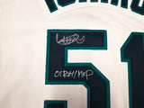 Seattle Mariners Ichiro Suzuki Autographed White Authentic Mitchell & Ness Cooperstown Authentic Collection 2001 ASG Patch Rookie Jersey Size 52 "01 ROY/MVP" IS Holo & Beckett BAS Witness Stock #256851
